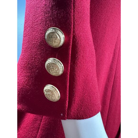 VTG 100% Wool Jacket Dress Women’s 10 Gold Anchor Buttons Red Dress Career - Picture 9 of 10